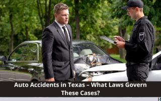 Hildebrand & Wilson, LLC in Pearland, Texas - Image of an auto accident with text Auto accidents in Texas - What Laws govern these cases?